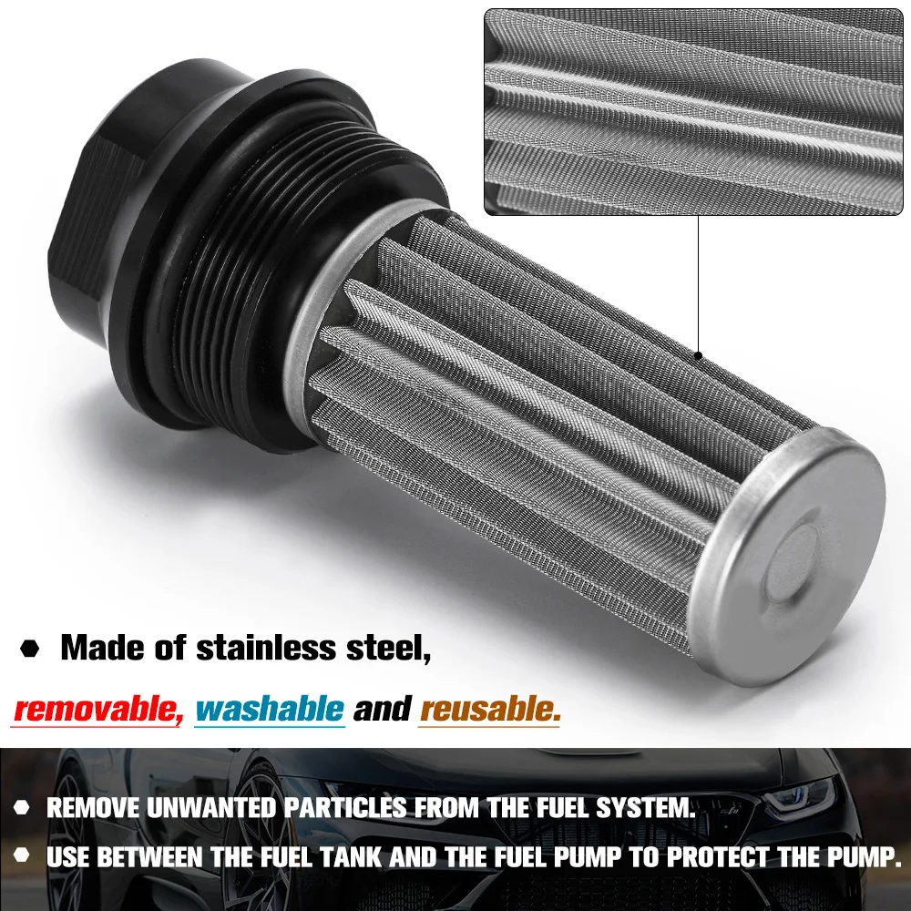 PQY 44mm New Fuel filter with 2pcs AN6 and 2pcs AN8 adaptor fittings with 100micron steel element PQY5565