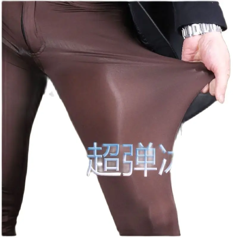 Men’S Wear Summer Thin Ice Silk Pantalon Fad Pencil Pants Outer Side Seamless High-Elastic Skinny Trousers Translucid Leggings