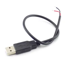 0.3/1/2M DC 5V USB 2.0 Type A Male 2 Pin Cable Power Supply Adapter Charge for Smart Devices DIY Connector Wire H10