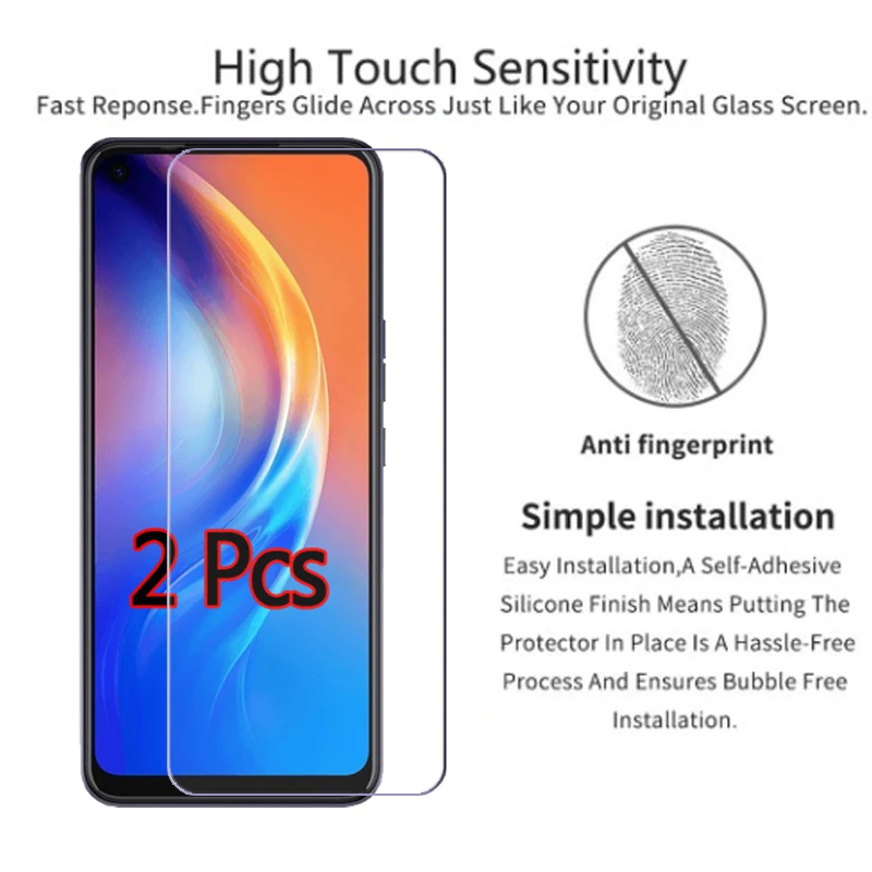 2Pc Phone Screen Tempered Glass For Tecno Spark 7 7T 7P 8 8P T P 5 6 GO Cover For Tecno POP 5 4 5C 5P Front Protector Film Glsss