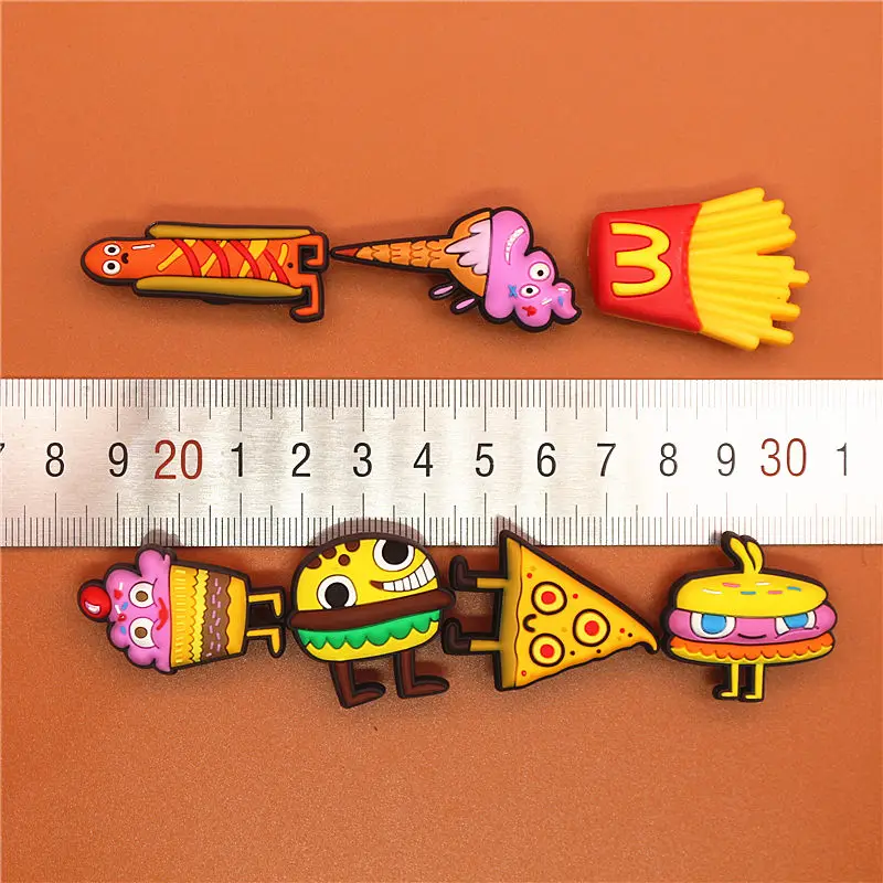 Single Sale 1pcs Original Shoe Charms Cartoon Ice cream and Burger Garden Shoe Buckle Accessories Decorations Fit Kids Gifts