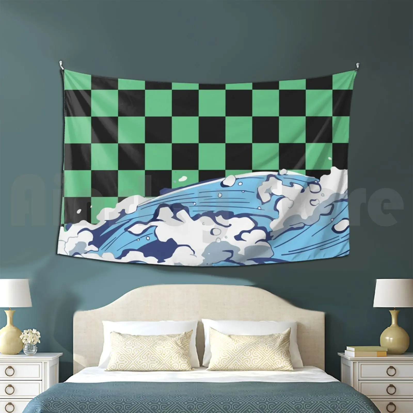 Tanjiro Shirt Pattern Waves Tapestry Living Room Bedroom Anime Tanjiro Kimetsu No Yaiba