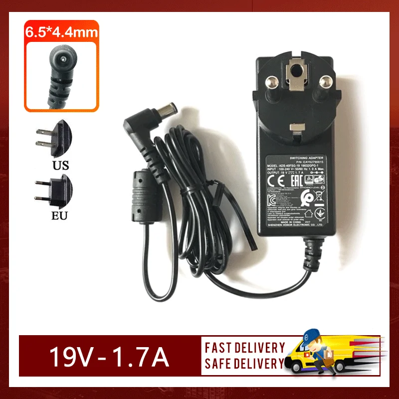 

US/EU Plug 19V 1.7A 6.5*4.4MM AC Adapter For LG ADS-40FSG-19 19032GPG-1 E1948S E2242C LED LCD Monitor Power Adapter Charger