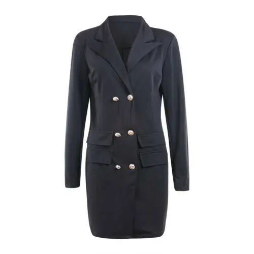 New Autumn Winter Women Casual Double Breasted Pocket Long Jackets Elegant Long Sleeve Outerwear Suit