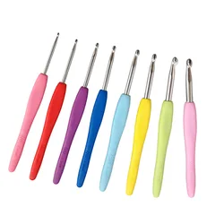 8pcs strumenti per maglieria e uncinetto in alluminio colorato uncinetto quindi tessuto kit da cucito strumenti per tessere ganci e accessori per maglieria