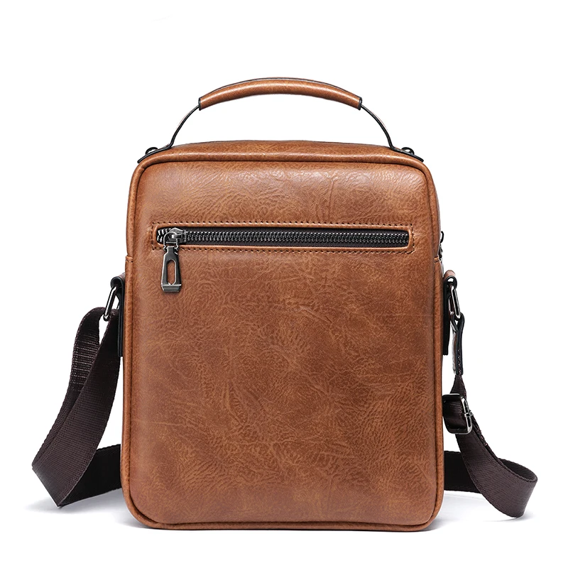 New Arrival Fashion Vintage Business PU Leather Men Messenger Bags Promotional Small Crossbody Shoulder Bag Casual Man Bag