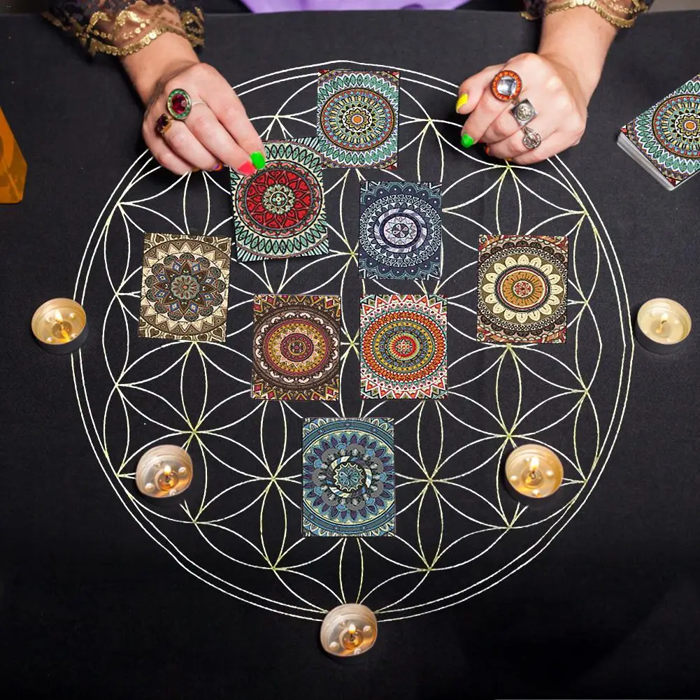 The Flower Of Life Crystal Lattice Tarot Card Tablecloth Velvet Divination Altar Board Game Fortune Astrology Oracle Cards Cloth