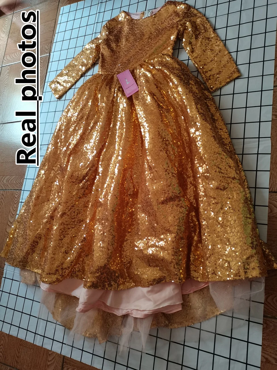 Robe de princesse à paillettes dorées pour enfants, robe de reconstitution historique pour enfants, vêtements pour tout-petits, fête du nouvel an, Rhde mariage, magnifique