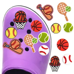 1pcs PVC Shoe Charms Accessories Decorations Cute Baseball Basketball Tennis Clogs Buckle for Bracelet Kids Gifts