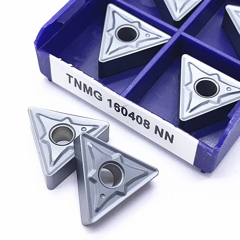 10 Buah TNMG160404 160408 Sisipan Bubut Karbida Alat Putar Berlapis PVD Pisau Tungsten NN LT10 untuk Pengerjaan Logam Pemotongan CNC