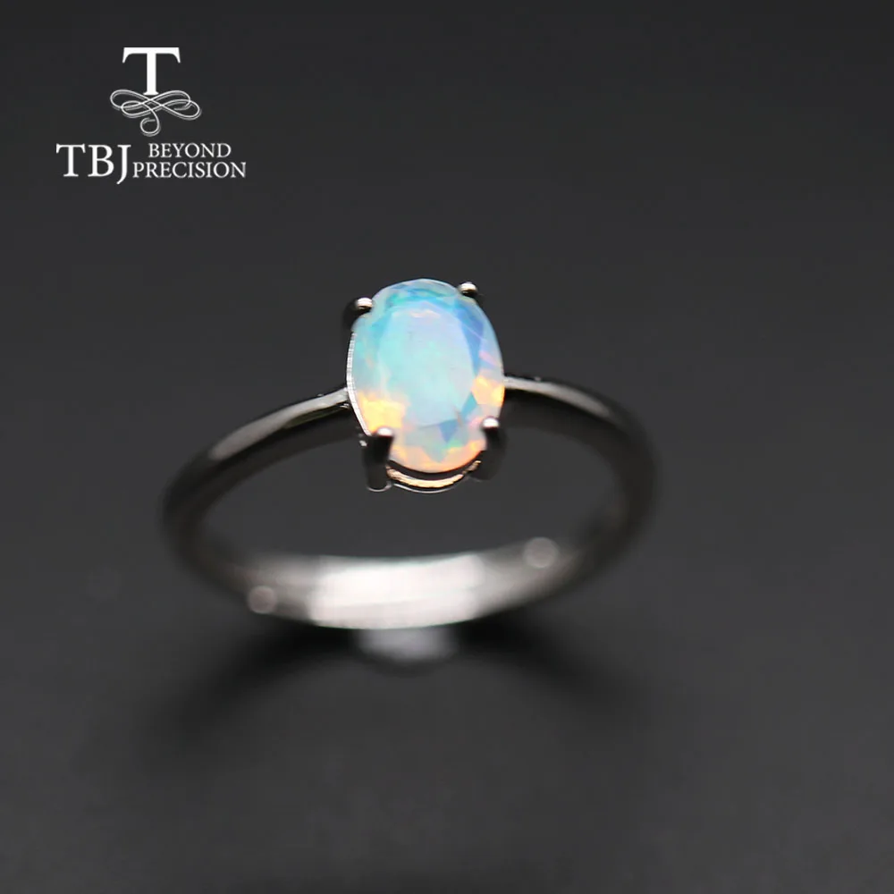 Simple  Opal women Ring Natural Ethiopia oval 6*8mm 1carat gemstone 925 Sterling silver  yellow gold fine jewelry tbj promotion