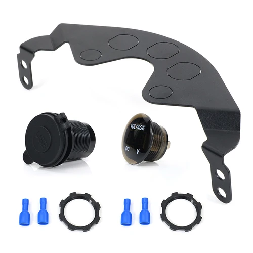 Imagen 2 del producto Panel de tablero inferior para motocicleta, accesorio para Kawasaki KLR650 2008-2018 KLR 650, enchufe doble USB, resistente al agua, voltímetro de 12V