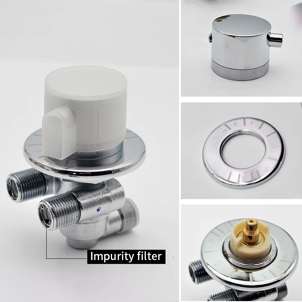 مطلي بالكروم الصلبة النحاس G 1/2 "ترموستات خلاط صمام للحمام دش صنبور ثرموستاتي التحكم في درجة الحرارة صمام استبدال #6