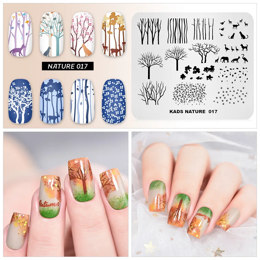 KADS Stamping Plates Flowers Geometry Image Nail Templates New Arrived Stencils for Nail Polish Luxury Moldes Nail Art Design