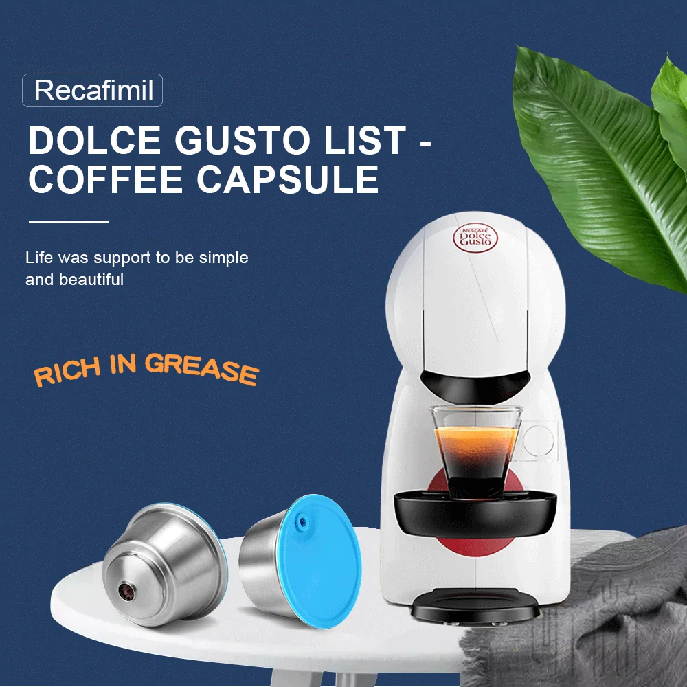 RECAFIMIL Reusable Coffee Capsule for Dolce Gusto Genio Basic Maker Stainless Steel Filter for Piccolo XS Machine Coffee Pod