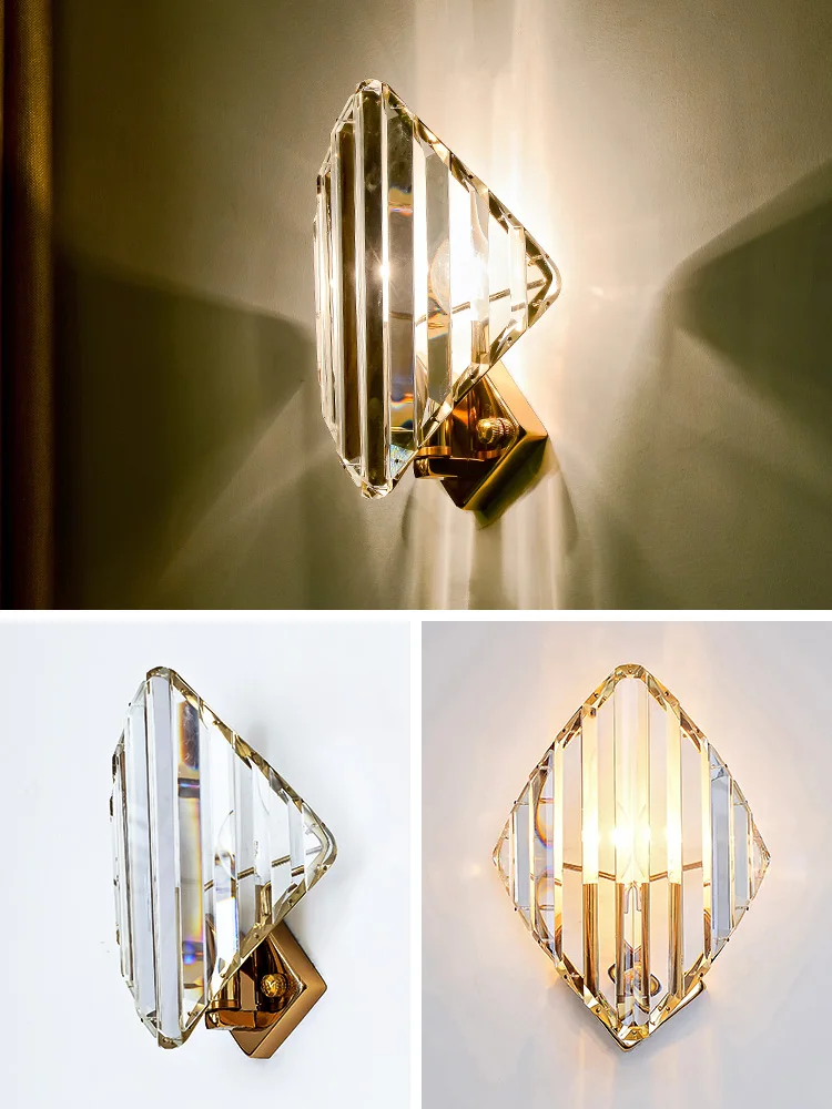 Luxury Crystal Wall Lamps Modern Sconce Light Fixture Living Room Decoration Bedside Luminaire Hotel Hallway Home Lighting