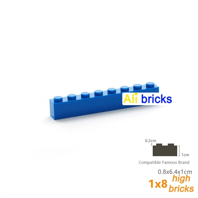 6pcs/lot DIY Blocks Building Bricks Thick 1X8 Educational Assemblage Construction Toys for Children Size Compatible With Brand