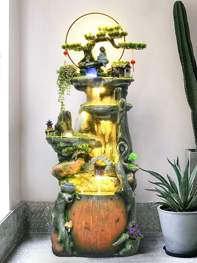 

High-End Atmosphere Chinese Zen Flowing Water Ornaments Rockery Fountain Fortune Courtyard Living Room and Tea Room Balcony