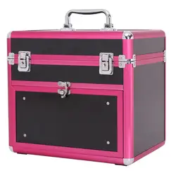 Women Metal Makeup Suitcase Makeup Cosmetic Box Organizer Aluminum Makeup Box Makeup Case Carrying Make-up Train Case  Cosmetic