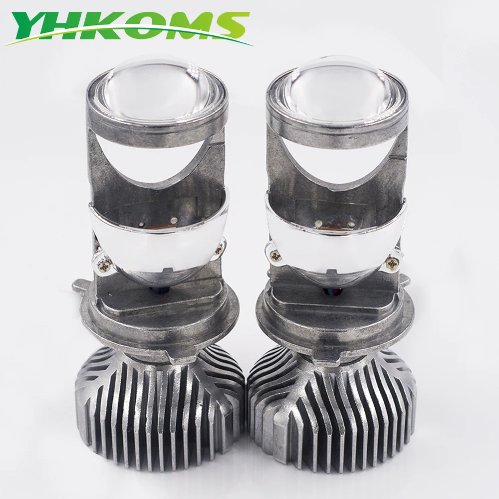 YHKOMS H4 Mini Projector Lens Car Headlight Bulbs H4 Hi/Lo Beam LHD RHD LED Headlamp Automobile LED Bulb 50W 8000LM 6500K 12V