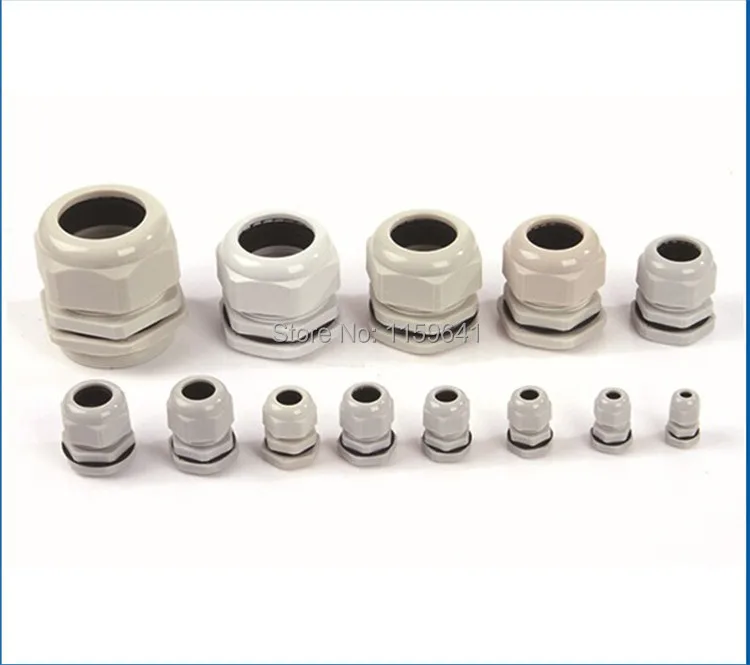 Waterproof Cable Gland 10pcs Cable entry IP68 PG7 for 3-6.5mm PG9 PG11 PG13.5 PG16 PG19/21/ White Black Nylon Plastic Connector