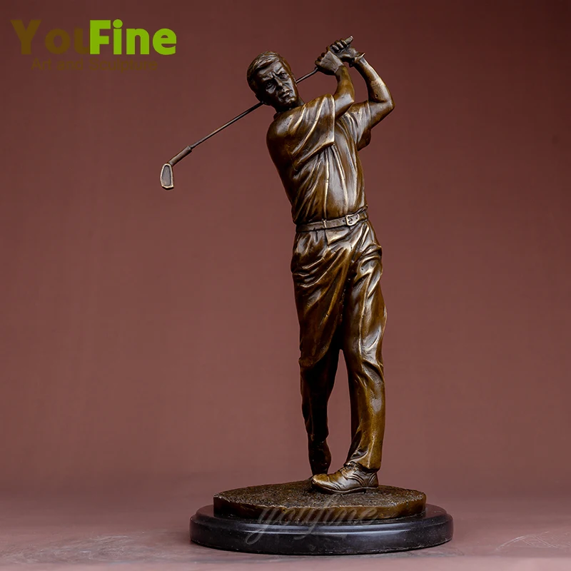 37cm Bronze Golf Man Statue Bronze Golfer Man Sculpture Playing Golf Art Figurine Crafts For Home Decoration Ornament Gifts