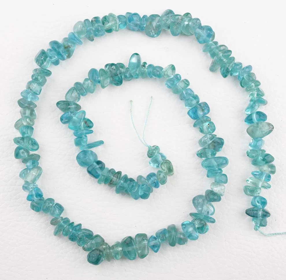 

1strands Natural Genuine Raw Mineral Green Blue Apatite Fluorapatite Chip Nugget Free Form Loose Rough Matte Faceted Beads 15"