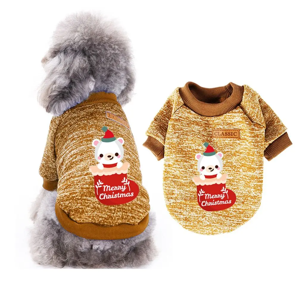 

Pet Dogs Sweaters Christmas Halloween Warm T-shirt Pets Fleece Clothes Puppy Cat Suit With Sleeves For Chihuahua Teddy