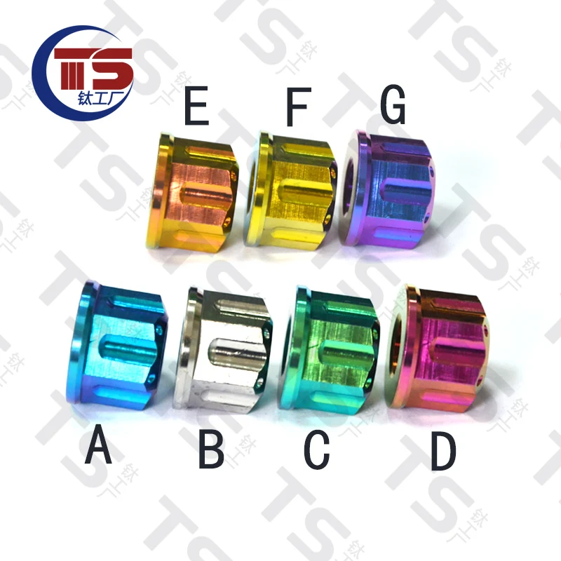 TS 6 pcs Titanium Nut M6 M8 M10 M12 x 1.25 1.5 pitch Flange Nut Hexagon Srew Bolts for Motorcycle Titanium Nuts Ti Fastener