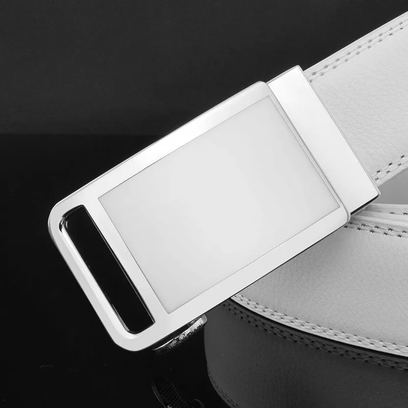 

Designer belts men Automatic buckle genuine leather fashion luxury brand Cowskin white belt casual Waist Strap ceinture homme