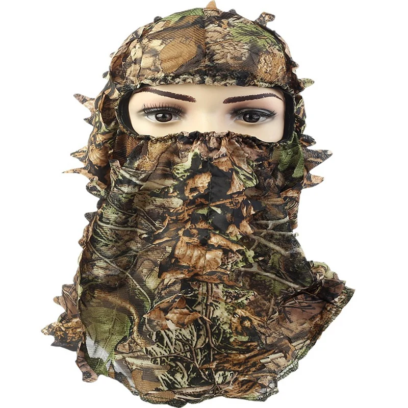 Quality Camouflage Hunting Leafy 3D Face Mask Hood Outdoor Hunting Fishing Headgear Camo Hat