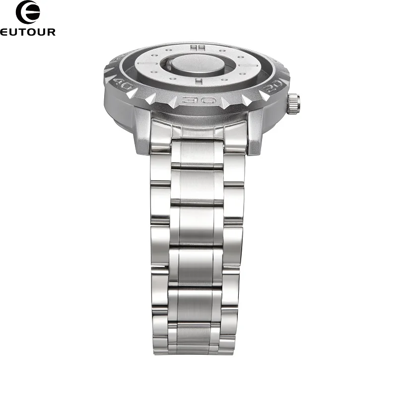 EUTOUR Watch for Men, Magnetic Ball Show Quartz Watches, Stainless Steel Watches Mens , Fashion Unique Wristwatches Mens