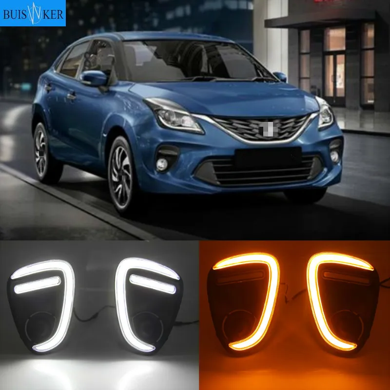 

2Pcs For Suzuki Baleno 2019 2020 LED DRL Daytime Running Lights Fog Lamp cover with turn signals daylight