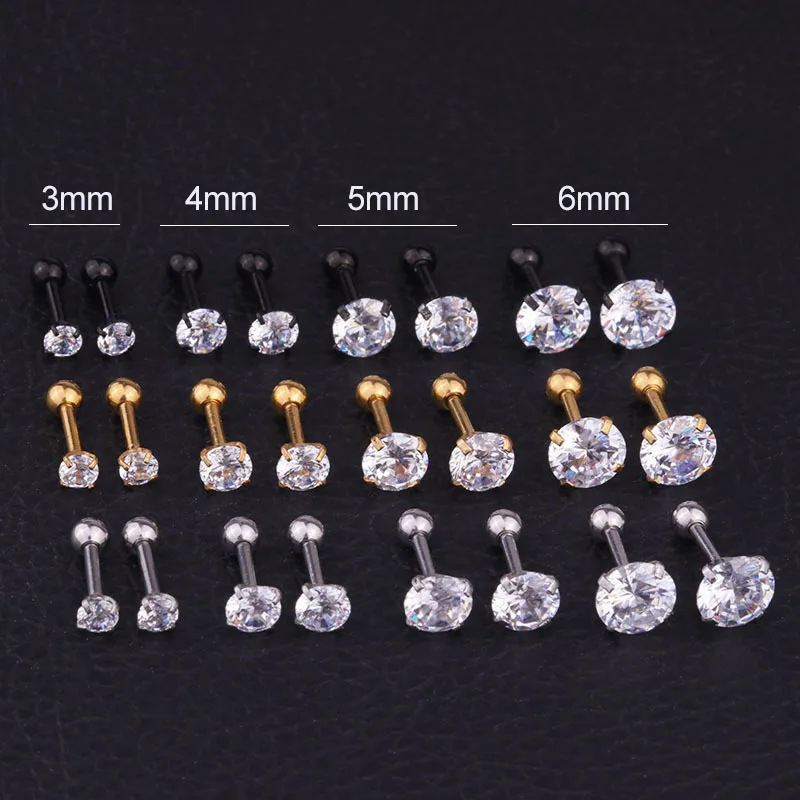 

Surgical Steel Round Crystal Zircon Tragus Ear Piercing Helix Ear Cartilage Earrings Piercing Body Jewelry