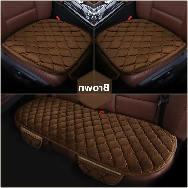 Winter Car Seat Cushion Cover Universal Front Back Seat Covers Car Chair Pad Car Supplies Square Style Luxurious Warm