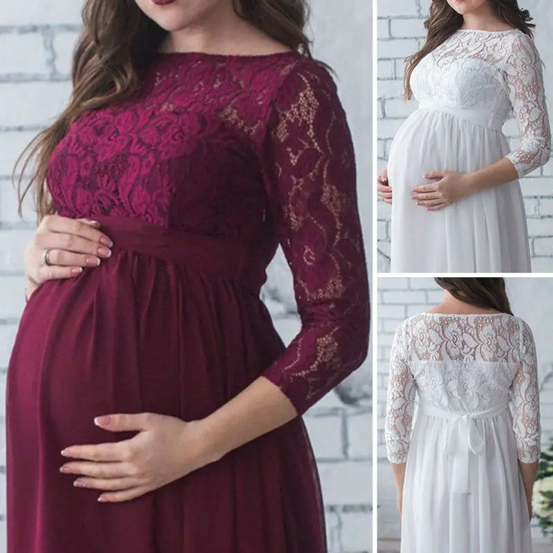 

PUDCOCO Pregnant Women's Lace Maternity Dress Maxi Gown Photography Photo Clothes