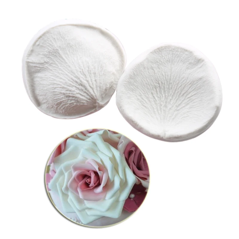 Grande Flor De Rosa e Veiners Moldes De Silicone, Fondant Sugarcraft, Argila De Resina Gumpaste, Papel De Água, Ferramentas De Decoração Do Bolo,