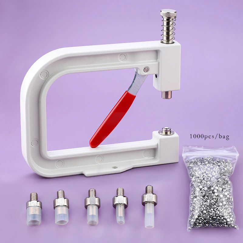 DIY Pearl Beading Inlay Machine Kit Rivet Repair Clothing Craft Beading Device Clothing Tool with 1000pc Handle Nails Screw Head