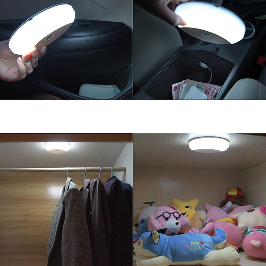Cordless LED Night Light, Stick- On Wall Light, Car Interior Ceiling LED Panel Light with Switch, for Stairs, Hallway, Bathroom