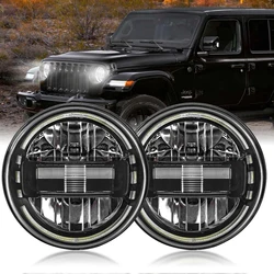 Jeep Wrangler JK 오프로드 어셈블리 Lada Niva 4x4 LED 헤드라이트, 자동차 할리 DRL 주행등, 7 인치, 12V, 24V