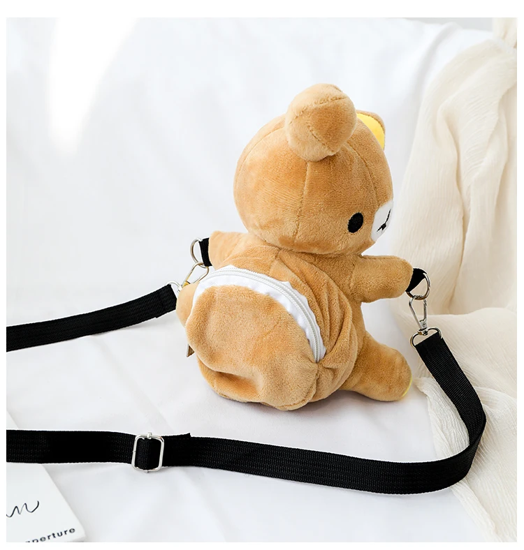 Cute 3D Rilakkuma Bear Shoulder Crossbody Bags for Teenage Girls Kids Plush Bag Children Cartoon Messenger Bag Purse Wallet