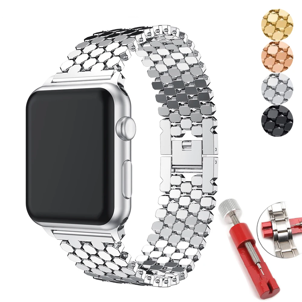 

Ремешок из нержавеющей стали для Apple watch band 40 мм 44 мм 38 мм 42 мм, браслет для iwatch series 6 SE 5 4 3, аксессуары для часов