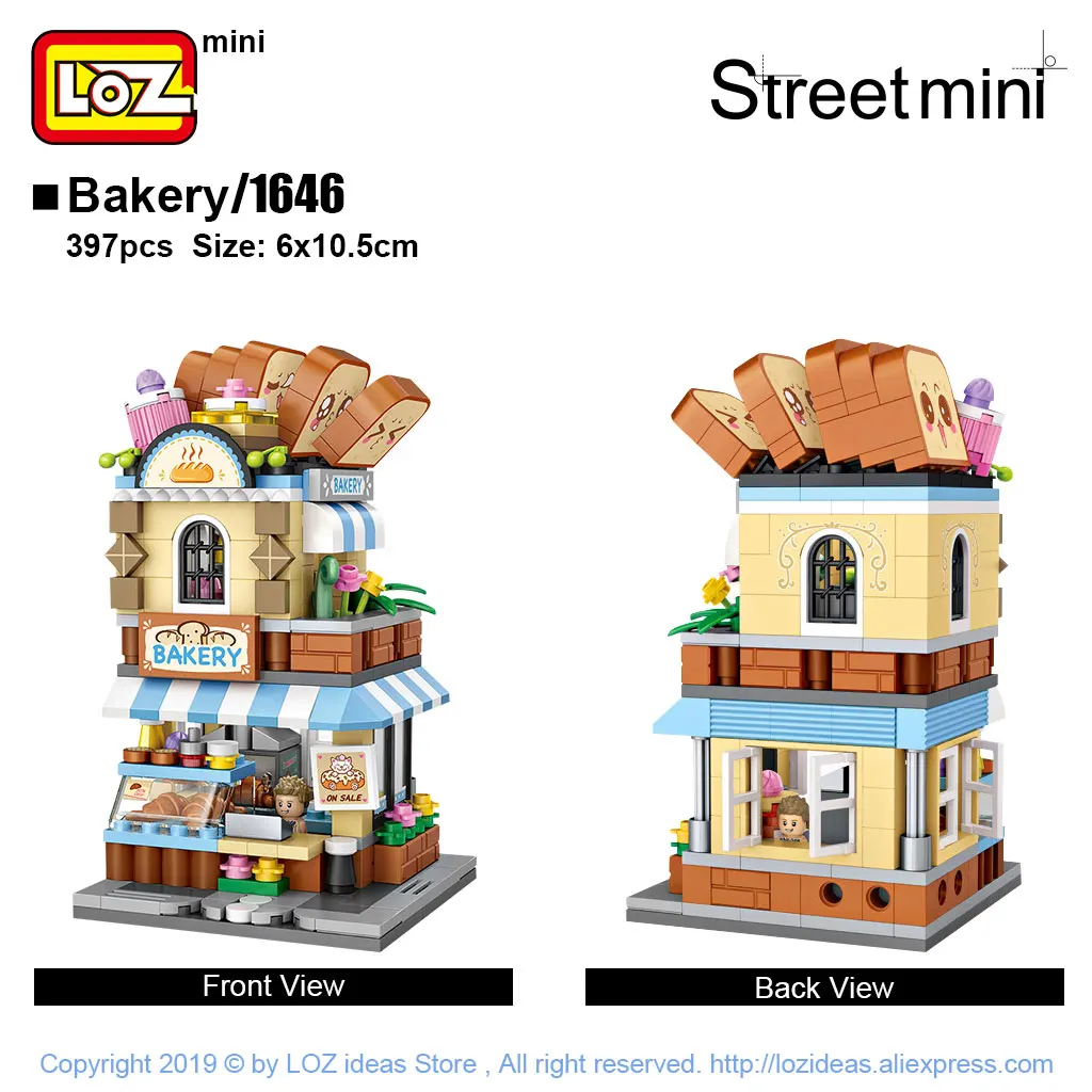 LOZ Mini Block Barber Bakery Photo Clothing Shop Architecture Model Building Blocks City Series Mini Street Store Children Brick