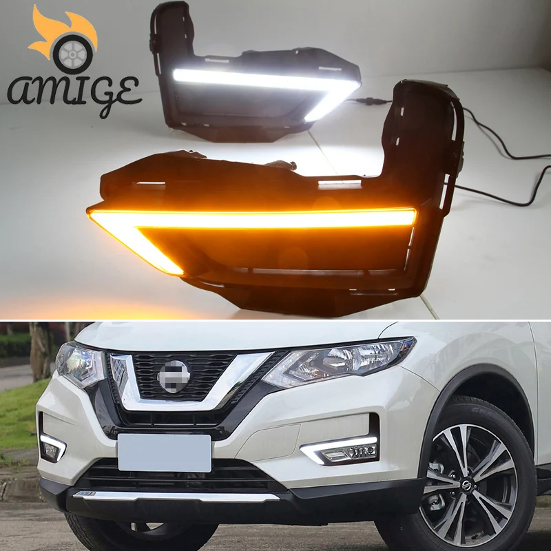 

Car Accessory LED DRL Daytime Running Light For Nissan X-Trail T32 Xtrail 2017 2018 2019 Turn Signal IndicatoHeadlamps Daylights