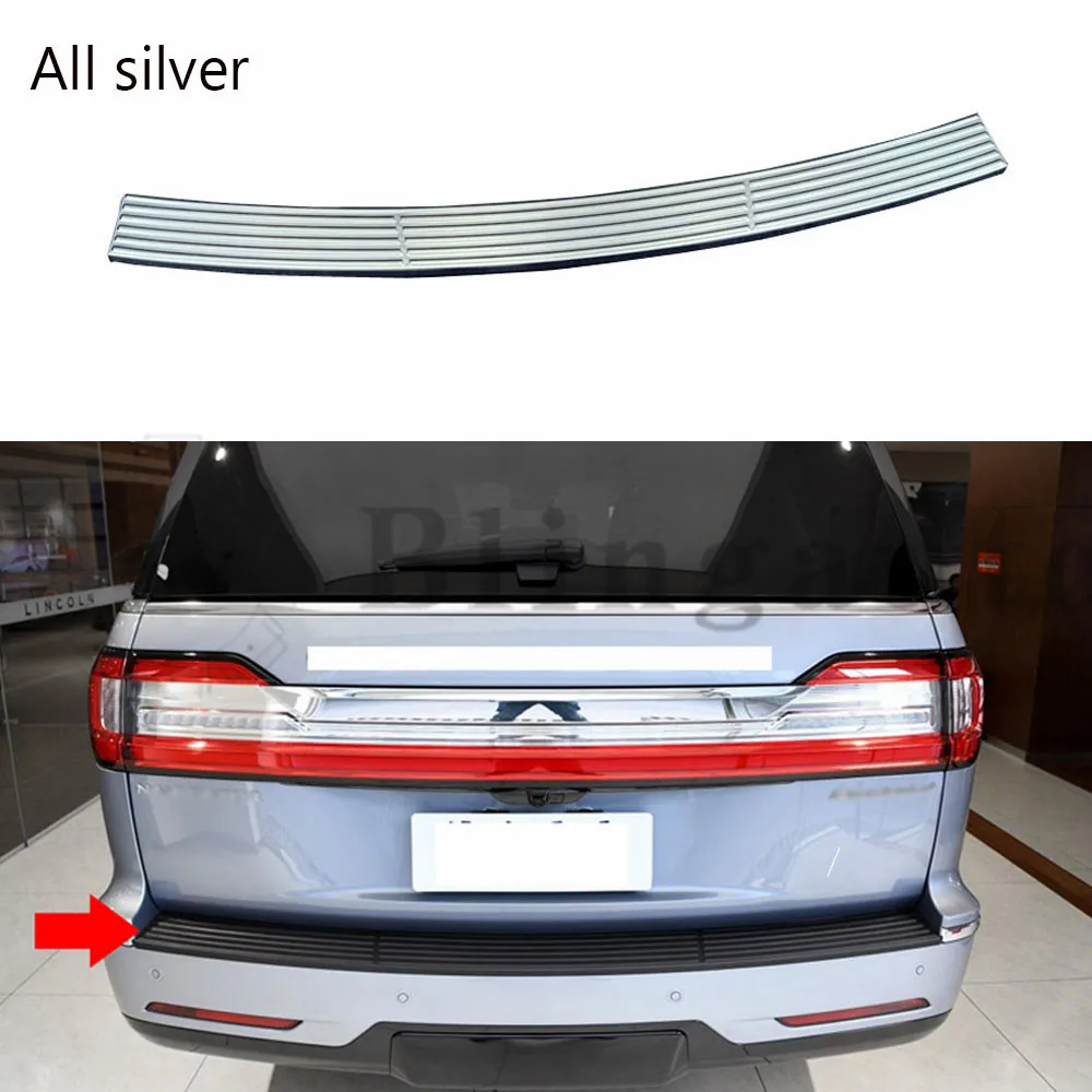 Fits for Lincoln Navigator model rear trunk plate rear protect board silver and black stainless steel plate 1 PC