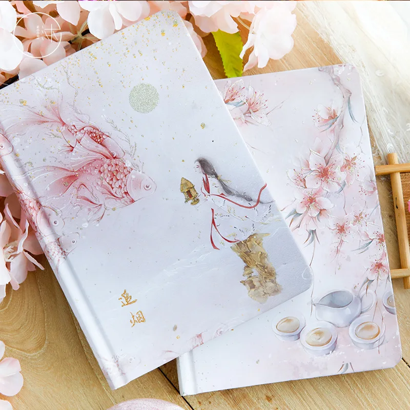 Thousand Lamp Wishes Hardcover Notebook A5 Chinese Style Flower Hardcover Diary Books Weekly Journal Planner Notepad Stationery