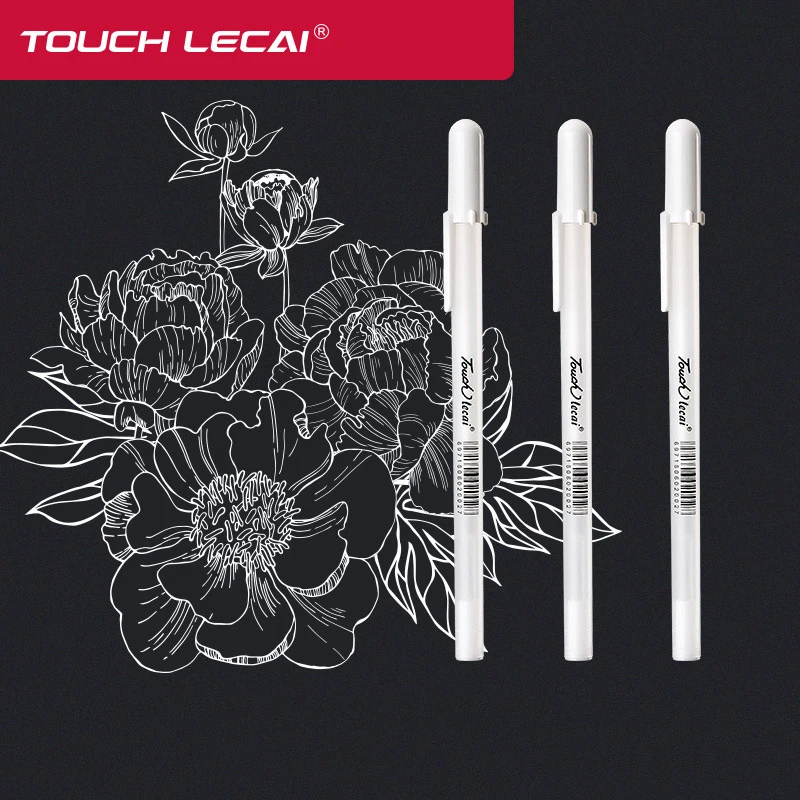 TOUCHLECAI 화이트 골드 잉크 색상 0.7MM 젤 펜 귀여운 남여 펜 선물 용품 문구 사무용품 학교 용품 아트 마크