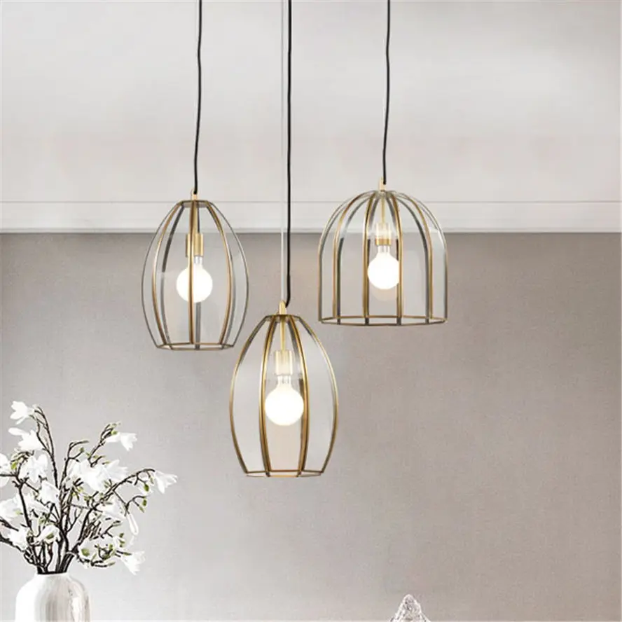 Nordic Luxus Kupfer Grenze Klarglas Pendelleuchten moderne Home Deco Hängelampe Küchenarmaturen Esszimmer LED-Leuchte