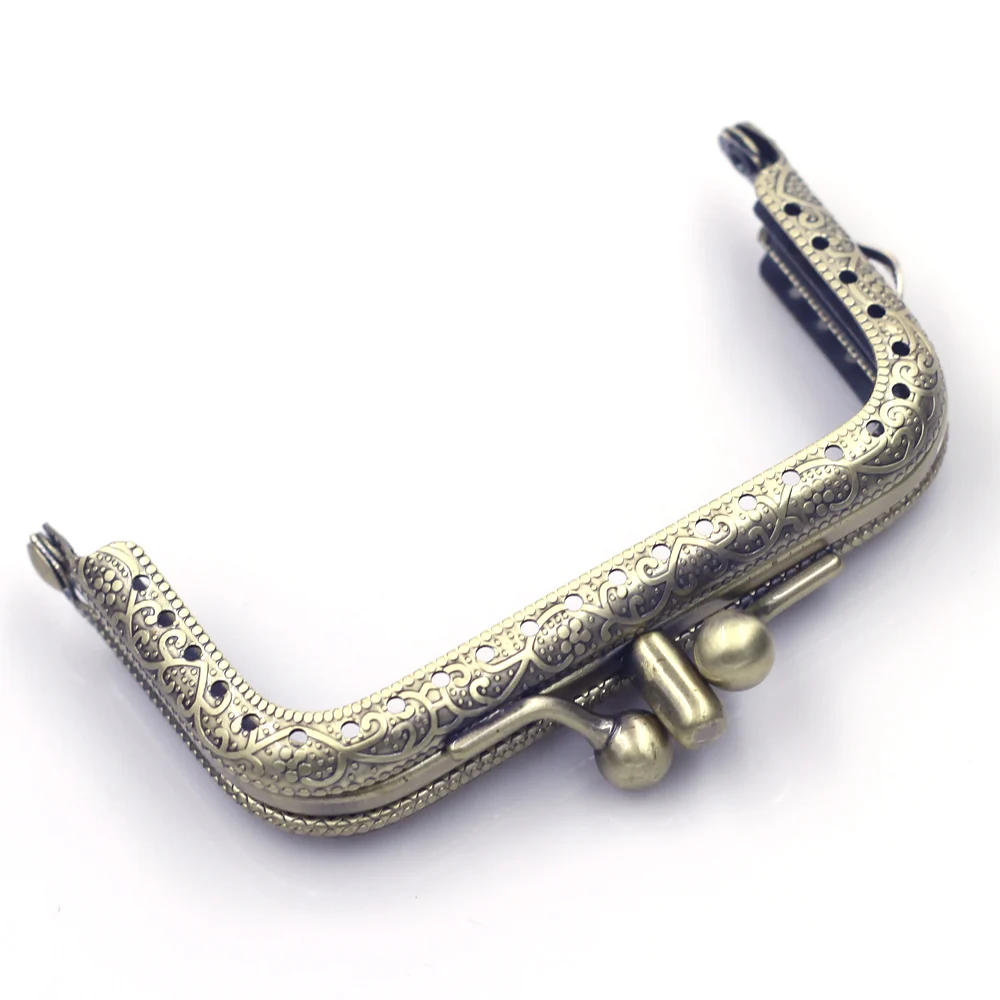 10Pcs Bronze Tone Square Purse Frames Pouch Bag Kiss Clasps Clutch Handles Buckle Handmade Handbag Accessories 8.5cm
