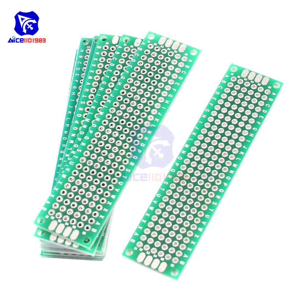 

diymore 5PCS/Lot FR4 Glass Fiber DIY Double-Sided Prototype Board 2x8cm Double Sided Universal Printed Circuit Board